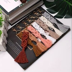 8 piece woven Macrame Keychain Set - Multicolor